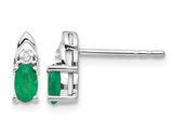 2/5 Carat (ctw) Natural Green Emerald Earrings in 14K White Gold