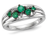 2/5 Carat (ctw) Natural Emerald Ring in 14K White Gold