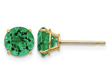 6.00mm Lab-Created Green Emerald Solitaire Stud Earrings in 14K Yellow Gold