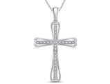 1/10 Carat (ctw J-K, I2-I3) Diamond Cross Pendant Necklace in Sterling Silver with Chain