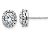 2.10 Carat (ctw) Synthetic Moissanite Solitaire Halo Earrings in 14K White Gold (2.20 Carat Diamond Look)