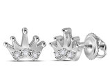 1/20 Carat (ctw) Diamond Crown Charm Earrings in Sterling Silver