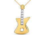 1/20 Carat (ctw Clarity I2-I3) Diamond Electric Guitar Charm Pendant Necklace in 10K Yellow Gold with Chain