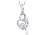 1/10 Carat (ctw I2-I3) Diamond Heart Lock Key Pendant Necklace in 10K White Gold with Chain