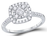 1/2 Carat (ctw H-I, I1-I2) Princess Cut Diamond Engagement Ring in 14K White Gold