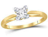 3/4 Carat (ctw G-H, I1) Princess Cut Diamond Solitaire Engagement Ring in 14K Yellow Gold