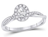 1/3 (ctw I1-I2, G-H-I) Halo Diamond Twist Engagement Ring in 14K White Gold