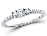 1/4 Carat (ctw I2-I3, I-J) Three-Stone Diamond Engagement Ring in 10K White Gold