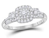 1/2 Carat (ctw I1-I2, H-I) Double Halo Diamond Engagement Ring in 10K White Gold