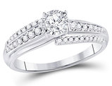 1/2 Carat (ctw I1-I2, G-H) Diamond Engagement Ring in 14K White Gold
