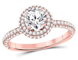 1.65 Carat (ctw SI3-I1, G-H-I) Diamond Solitaire Double Halo Engagement Ring in 14K Rose Pink Gold (1 CT. center)