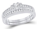 2/5 Carat (ctw H-I, I1-I2) Princess Cut Diamond Engagement Ring Bridal Wedding Set in 14K White Gold