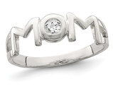 Sterling Silver Polished MOM Ring with Synthetic Cubic Zirconia