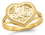 14K Yellow Gold Polished #1 MOM Heart Ring 
