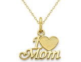 I Heart Mom Pendant Necklace in 10K Yellow Gold with Chain