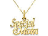 Special Mom Charm Pendant Necklace in 10K Yellow Gold with Chain