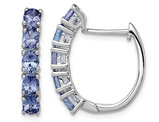 1.80 Carat (ctw) Oval Tanzanite Hoop Earrings in Sterling Silver