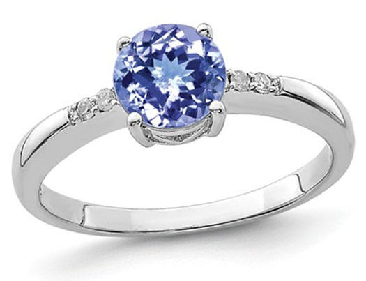 1.00 Carat (ctw) Tanzanite Solitaire Ring in Sterling Silver