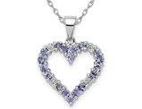 7/10 Carat (ctw) Tanzanite Heart Pendant Necklace in Sterling Silver with Chain
