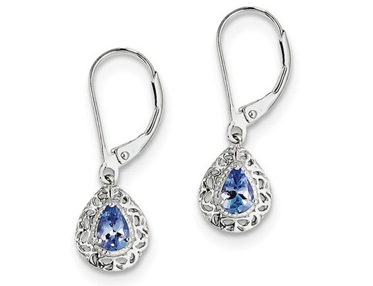 2/3 Carat (ctw) Tanzanite Drop Earrings in Sterling Silver