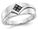 Men's 1/2 Carat (ctw) Princess Cut Black Diamond Ring in 14K White Gold