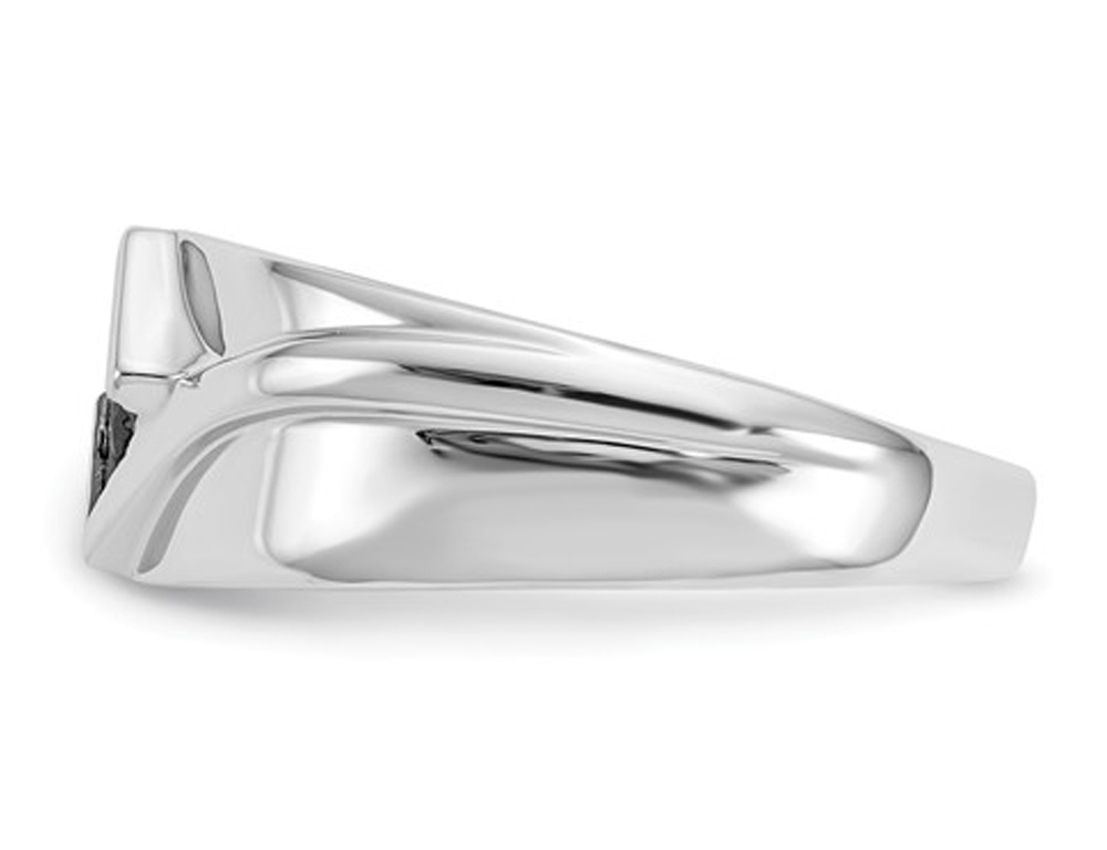 Anello da uomo con diamanti neri 1/2 carato (ctw) in oro bianco 14 carati - Foto 4 di 5