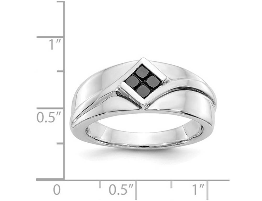 Anello da uomo con diamanti neri 1/2 carato (ctw) in oro bianco 14 carati - Foto 2 di 5