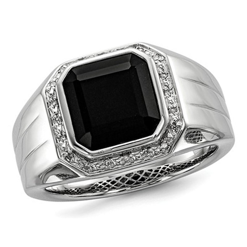 Mens Black Onyx Ring With Accent Diamonds In Sterling Silver Ebay Mens Black Onyx Ring With Accent Diamonds In Sterling Silver Ebay