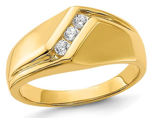 Men's 14K Yellow Gold Diamond Ring 1/5 Carat (ctw H-I, I2-I3)