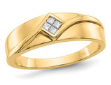 Men's 1/10 Carat (ctw H-I, I2-I3) Princess Cut Diamond Ring in 14K Yellow Gold