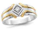 Men's 1/7 Carat (ctw H-I, I2-I3) Diamond Ring in 14K White and Yellow Gold
