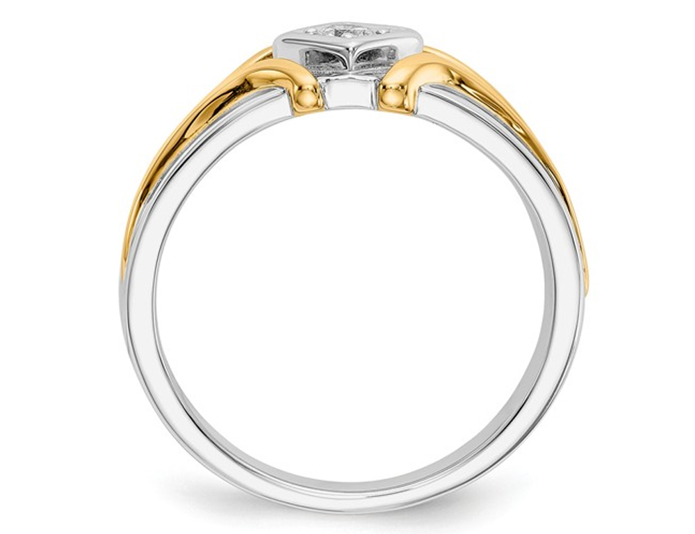 Anillo de diamantes para hombre de 1/7 quilates (ctw H-I, I2-I3) en oro blanco y amarillo de 14 K - Imagen 5 de 5