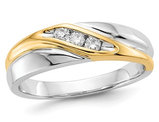 Men's 14K White and Yellow Gold Diamond Wedding Band Ring 1/7 Carat (ctw H-I, I2-I3)