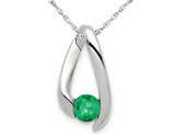 1/4 Carat (ctw) Natural Emerald Pendant Necklace in 14K White Gold with Chain