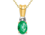 2/3 Carat (ctw) Natural Emerald Pendant Necklace in 14K Yellow Gold with Chain