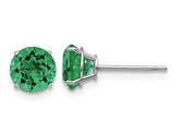 3/4 Carat (ctw) Lab-Created Green Emerald Solitaire Earrings in 14K White Gold