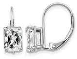 7x5mm Emerald Cut Synthetic Cubic Zirconia (CZ) Leverback Earrings in in 14K White Gold