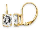 7x5mm Emerald-Cut Cubic Zirconia (CZ) Leverback Earrings in 14K Yellow Gold