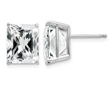 10x8 Emerald Cut Synthetic Cubic Zirconia (CZ) Solitaire Stud Earrings in 14K White Gold