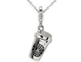 Sterling Silver Coffee Cup Charm Pendant Necklace with Chain