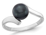Black Freshwater Cultured Pearl Ring 7mm in 14K White Gold