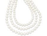 Triple Strand 8-9mm White Freshwater Cultured Pearl Necklace in 14K Yellow Gold