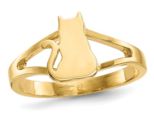 14K Yellow Gold Polished Cat Ring