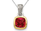 2/5 Carat (ctw) Lab-Created Ruby Solitaire Pendant Necklace in Yellow Plated Sterling Silver with Chain
