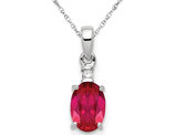 7/10 Carat (ctw) Ruby Oval Drop Pendant Necklace in Sterling Silver with Chain