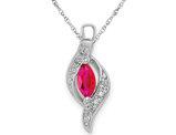 1/4 Carat (ctw) Natural Marquise Cut Ruby Pendant Necklace in 14K White Gold with Chain