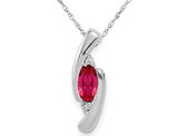 3/10 Carat (ctw) Natural Marquise Cut Ruby Pendant Necklace in 14K White Gold with Chain