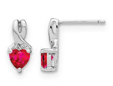 1.40 Carat (ctw) Lab Created Heart Ruby Post Earrings in Sterling Silver