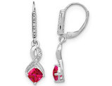 1.40 Carat (ctw) Lab Created Ruby Leverback Dangle Earrings in Sterling Silver