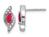 1/3 Carat (ctw) Marquise Cut Natural Ruby Post Earrings in 14K White Gold with Accent Diamonds 